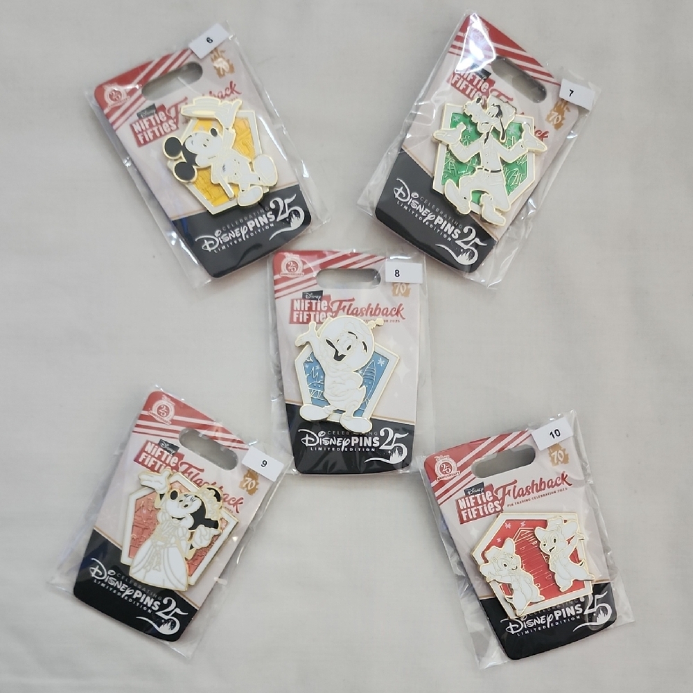 Disneyland Niftie Fifties Flashback Pin Trading Event LE 500 Lands Series Set